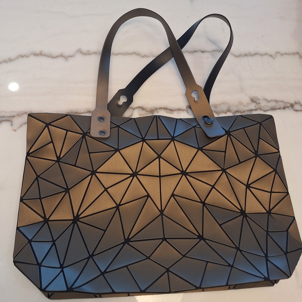 Emilio Pepe Geometric Panel Tote Bag in Bronze-Black